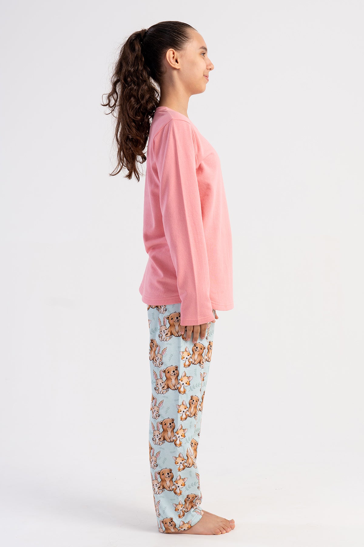 KIZ COCUK 2IPLIK O YAKA UZUN KOL ETEGI OVAL PIJAMA TAKIM(7-8/13-14) 503191