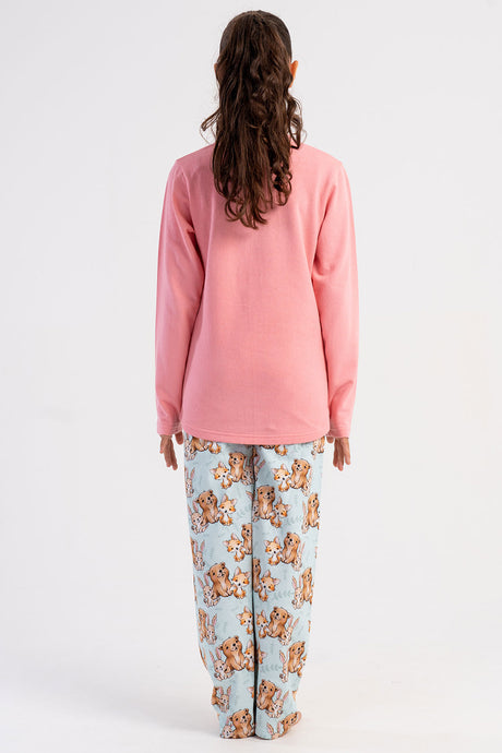 KIZ COCUK 2IPLIK O YAKA UZUN KOL ETEGI OVAL PIJAMA TAKIM(7-8/13-14)