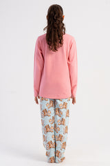 KIZ COCUK 2IPLIK O YAKA UZUN KOL ETEGI OVAL PIJAMA TAKIM(7-8/13-14) 503191
