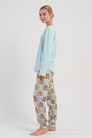 KADIN P.SUPREM O YAKA UZUN KOL ETEGI OVAL MANSETLI PIJAMA TAKIM