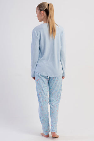 KADIN INTERLOK O YAKA UZUN KOL ETEGI OVAL PIJAMA TAKIM