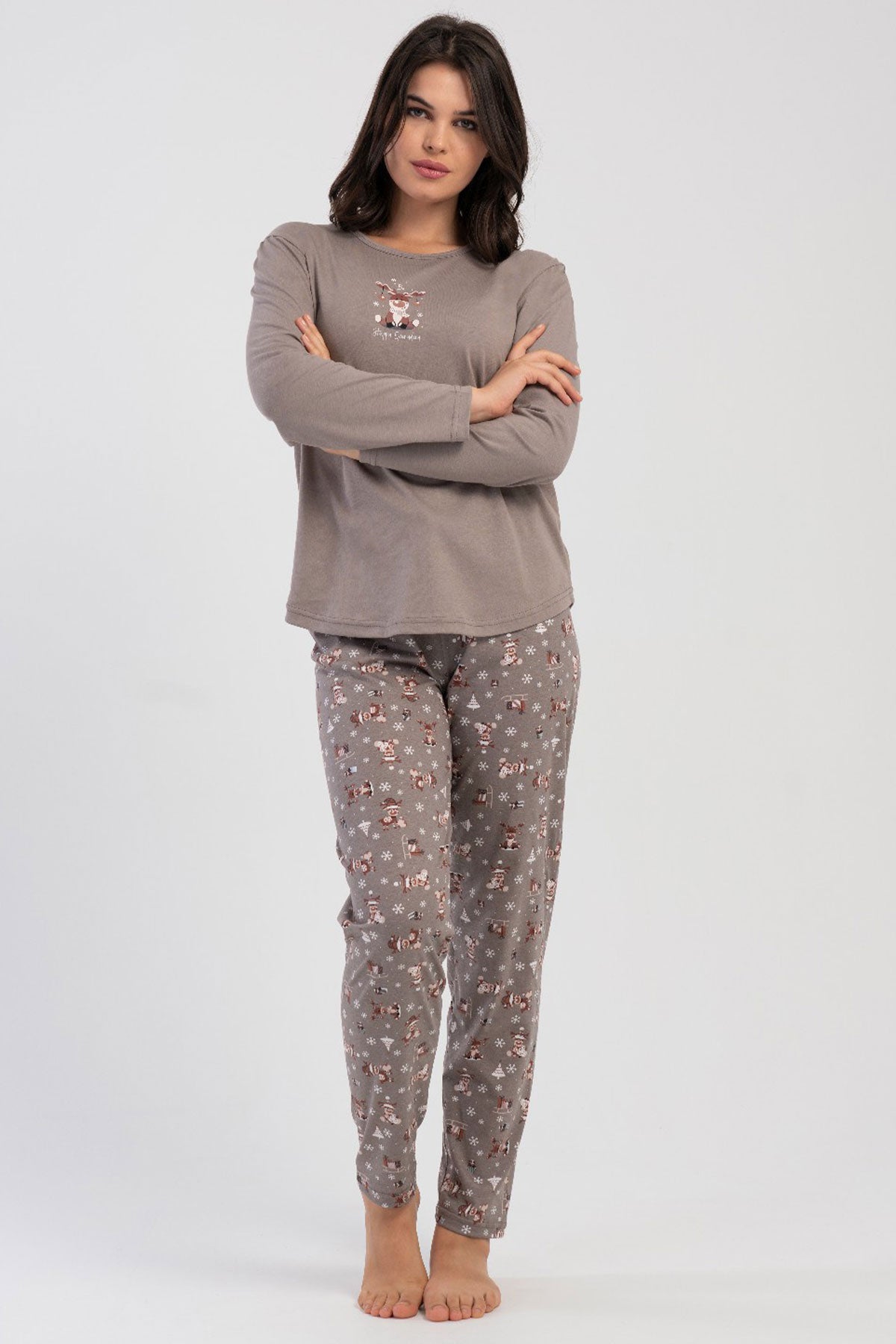 KADIN P.SUPREM XXL O YAKA UZUN KOL ETEGI OVAL PIJAMA TAKIM 503270