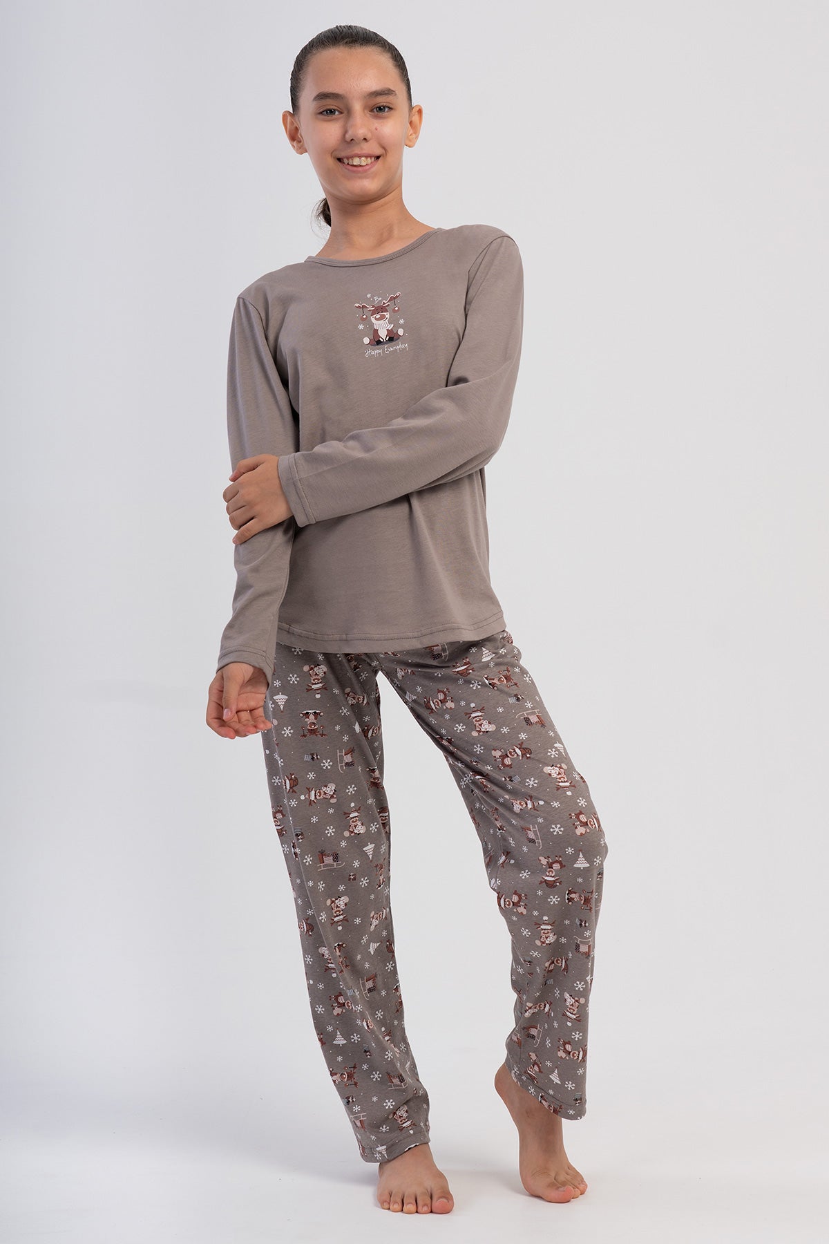 KIZ COCUK P.SUPREM O YAKA UZUN KOL ETEGI OVAL PIJAMA TAKIM(5-6/13-14)