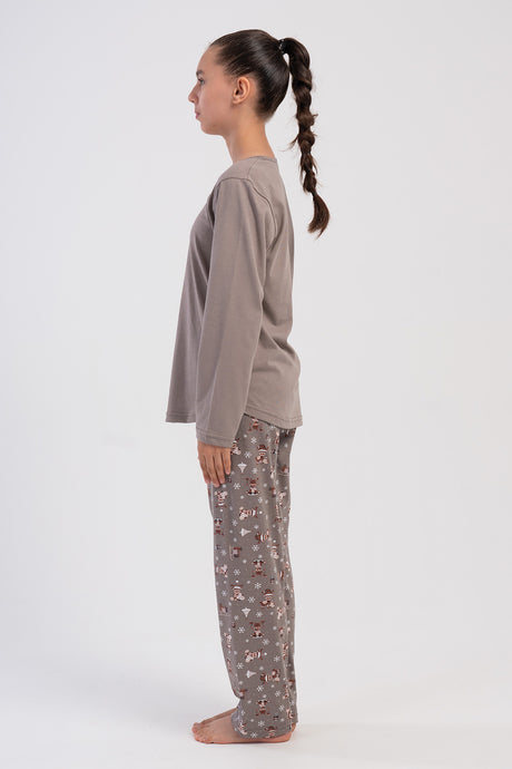 KIZ COCUK P.SUPREM O YAKA UZUN KOL ETEGI OVAL PIJAMA TAKIM(5-6/13-14)