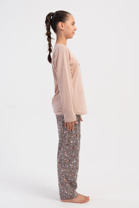KIZ COCUK P.SUPREM O YAKA UZUN KOL ETEGI OVAL PIJAMA TAKIM(5-6/13-14)