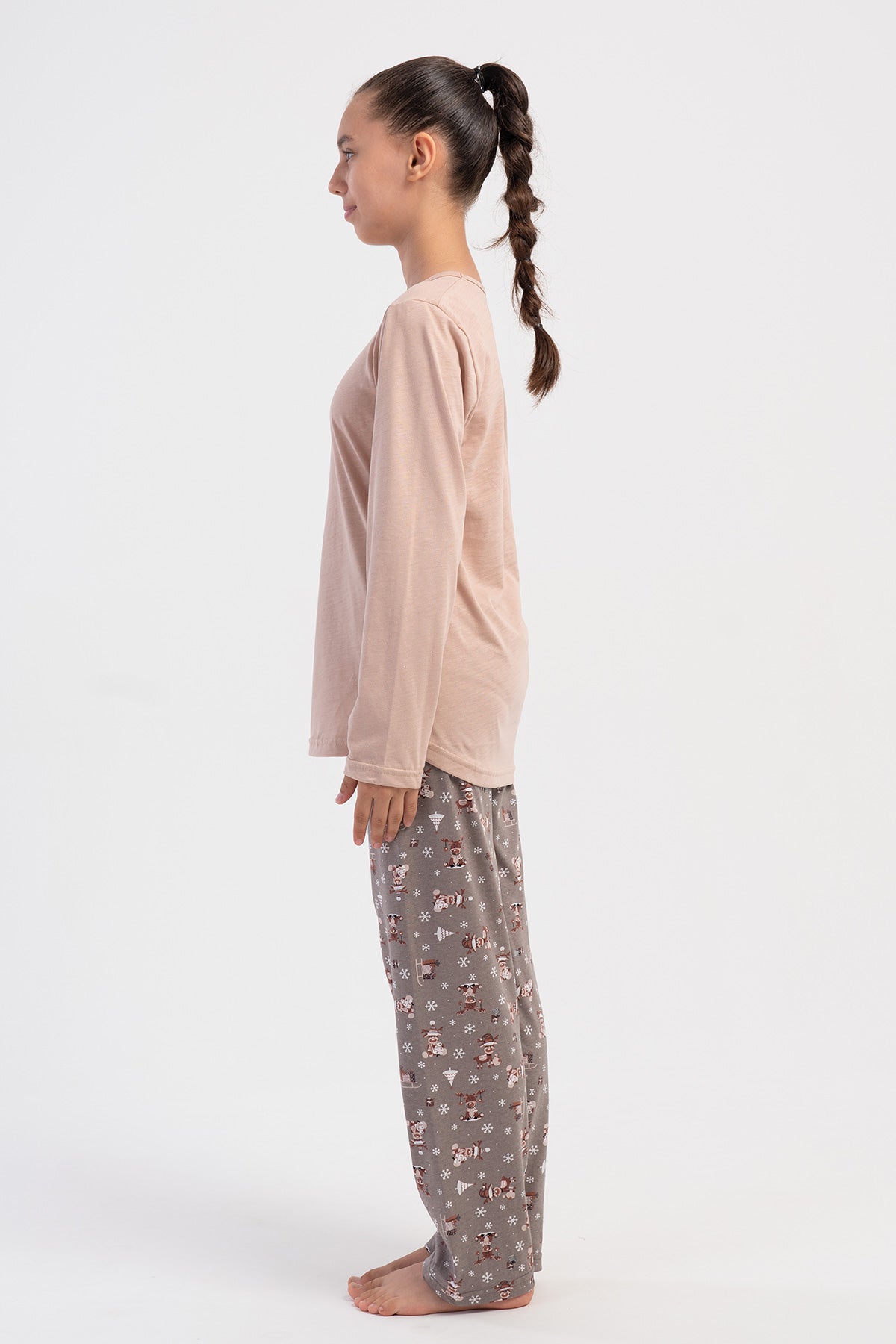 KIZ COCUK P.SUPREM O YAKA UZUN KOL ETEGI OVAL PIJAMA TAKIM(5-6/13-14)