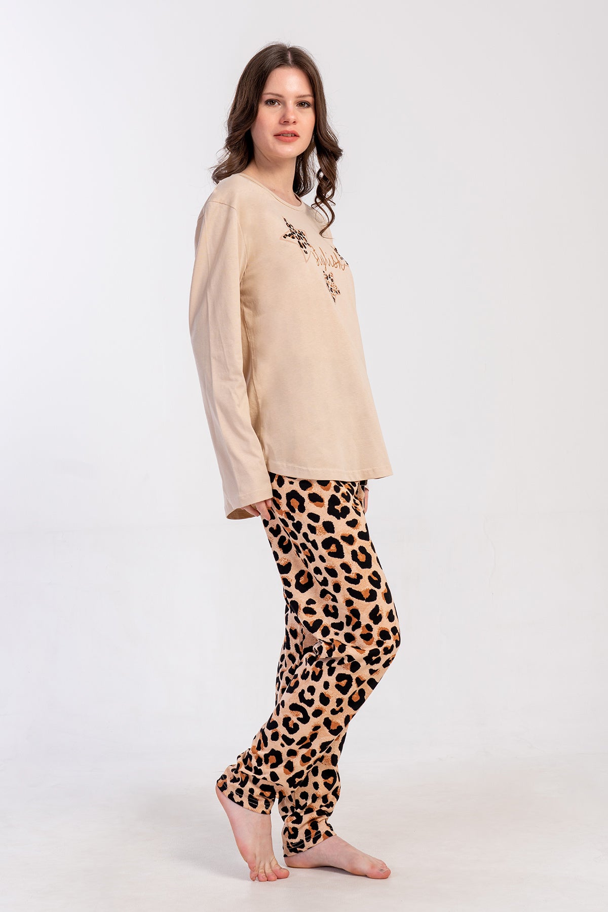 KADIN P.SUPREM XXL O YAKA UZUN KOL ETEGI OVAL PIJAMA TAKIM 503298
