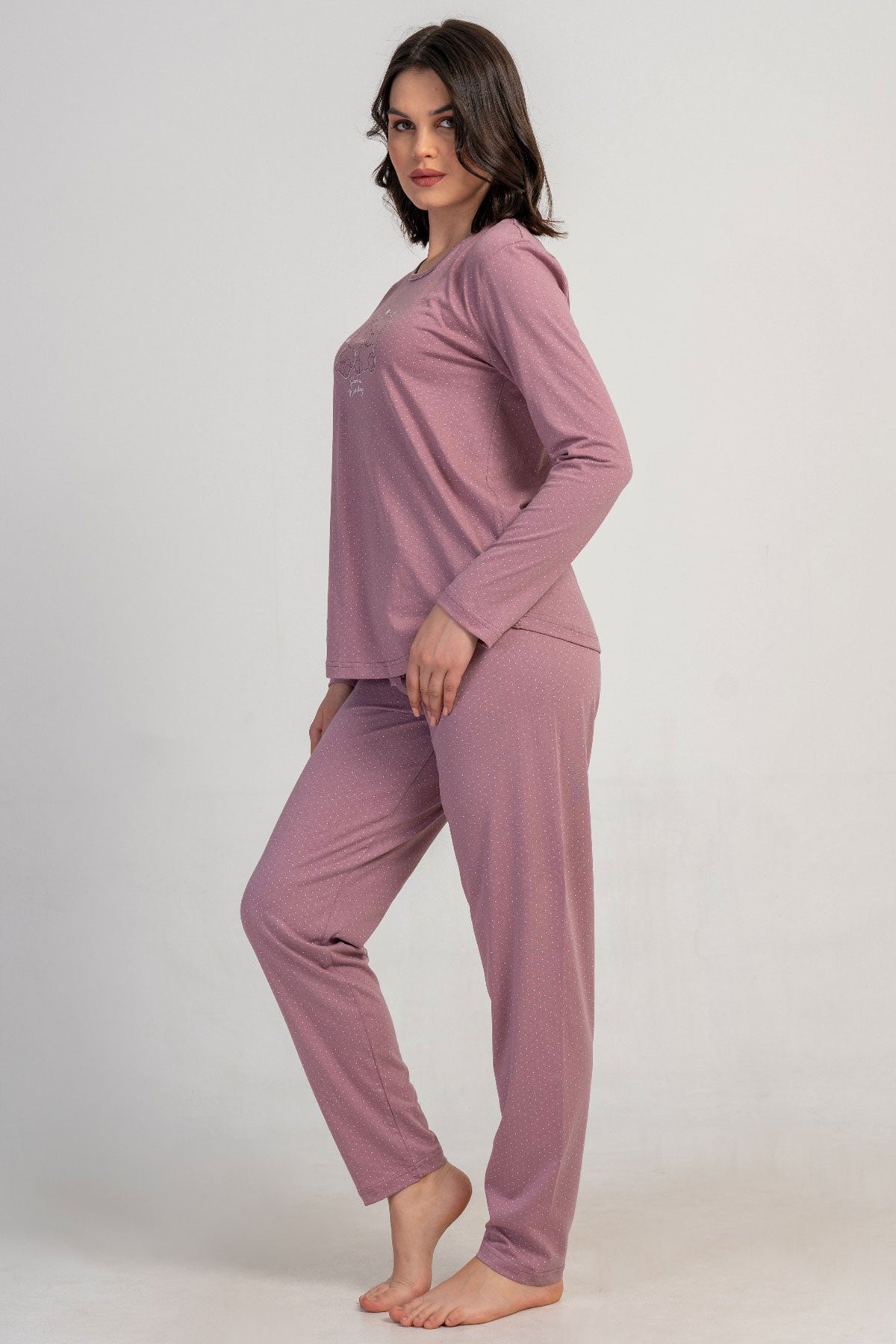 KADIN P.SUPREM XXL O YAKA UZUN KOL ETEGI OVAL PIJAMA TAKIM