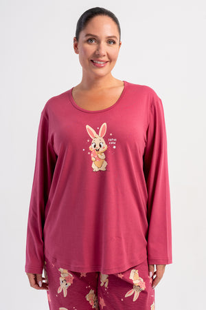 KADIN P.SUPREM XXL O YAKA UZUN KOL ETEGI OVAL PIJAMA TAKIM