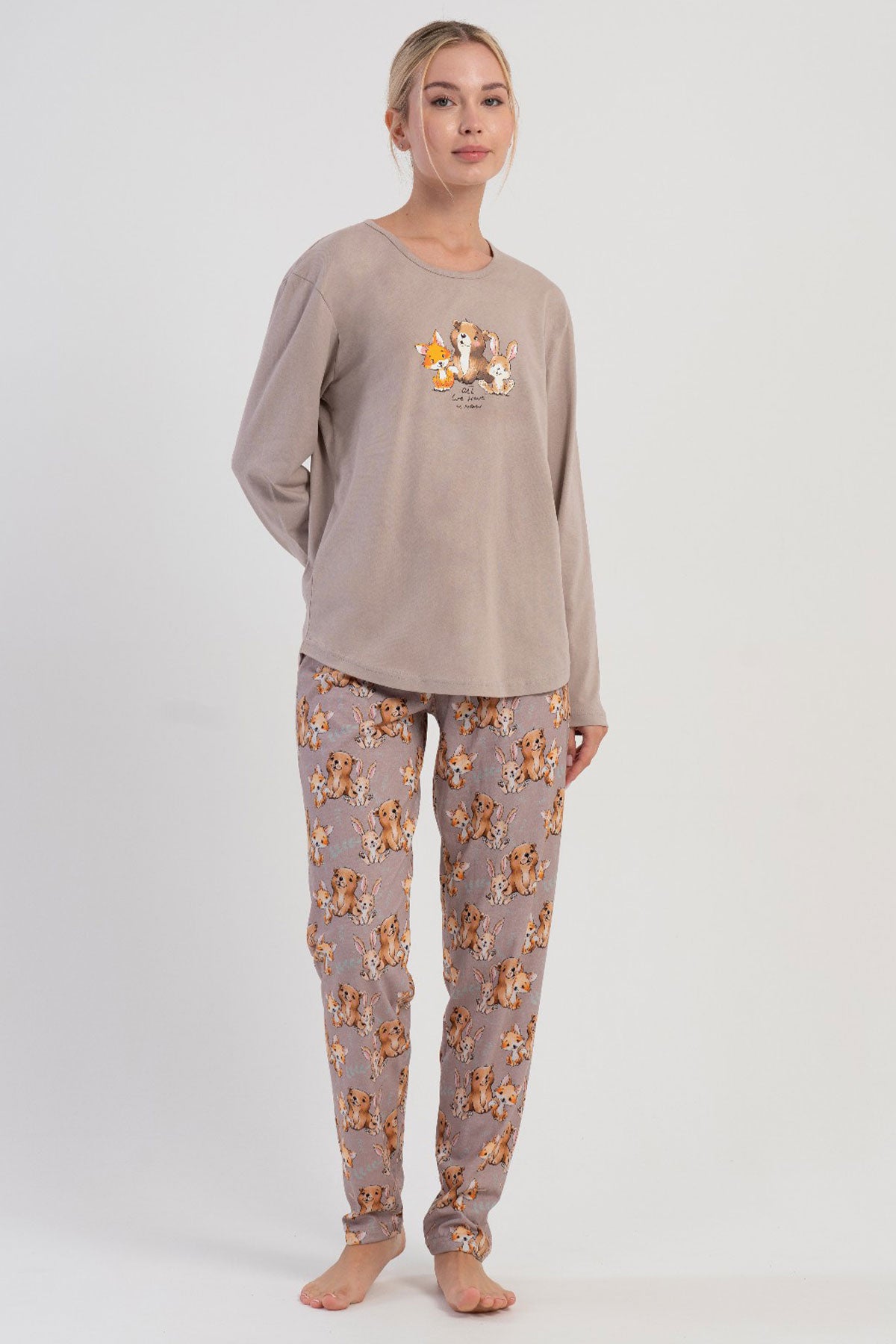 KADIN P.SUPREM O YAKA UZUN KOL ETEGI OVAL PIJAMA TAKIM 504037