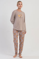 KADIN P.SUPREM O YAKA UZUN KOL ETEGI OVAL PIJAMA TAKIM 504037