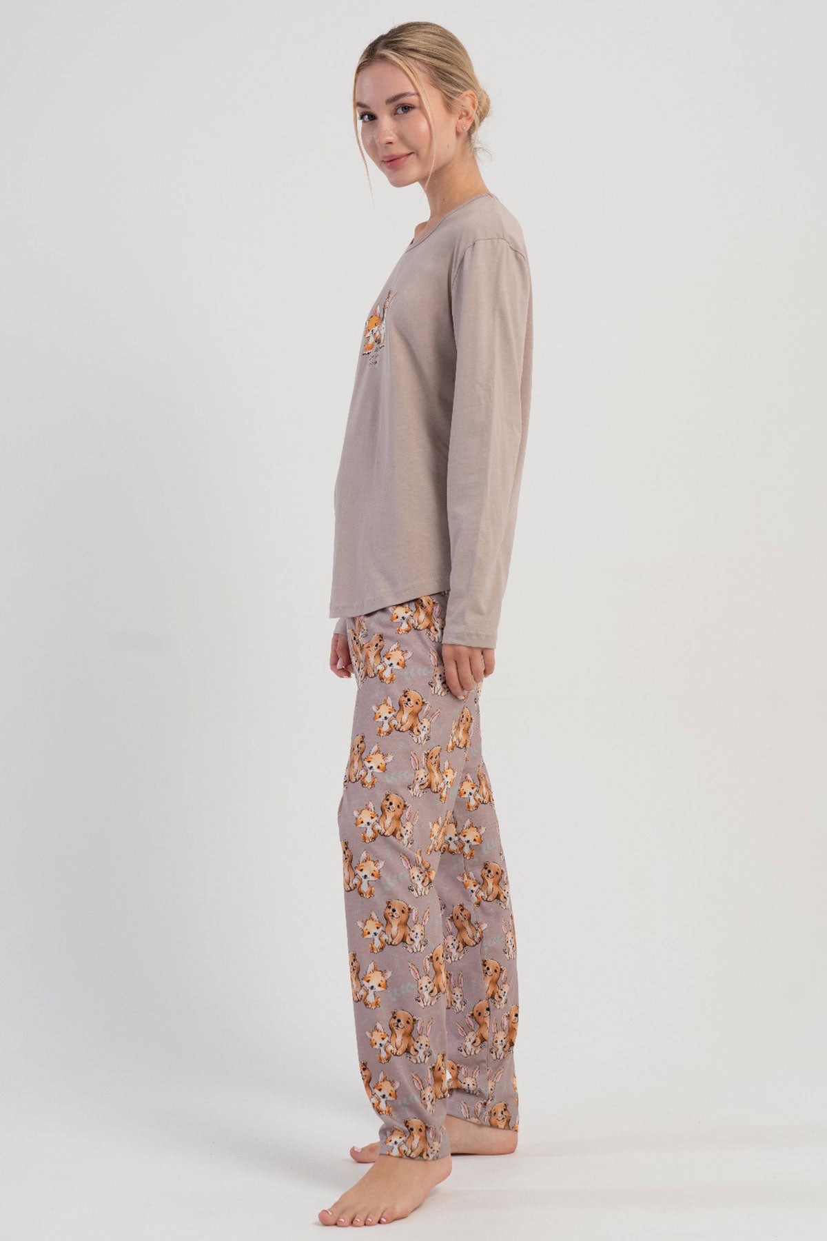 KADIN P.SUPREM O YAKA UZUN KOL ETEGI OVAL PIJAMA TAKIM 504037