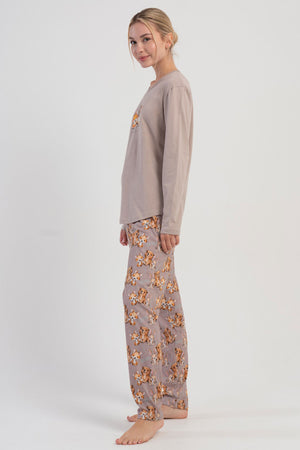 KADIN P.SUPREM O YAKA UZUN KOL ETEGI OVAL PIJAMA TAKIM 504037