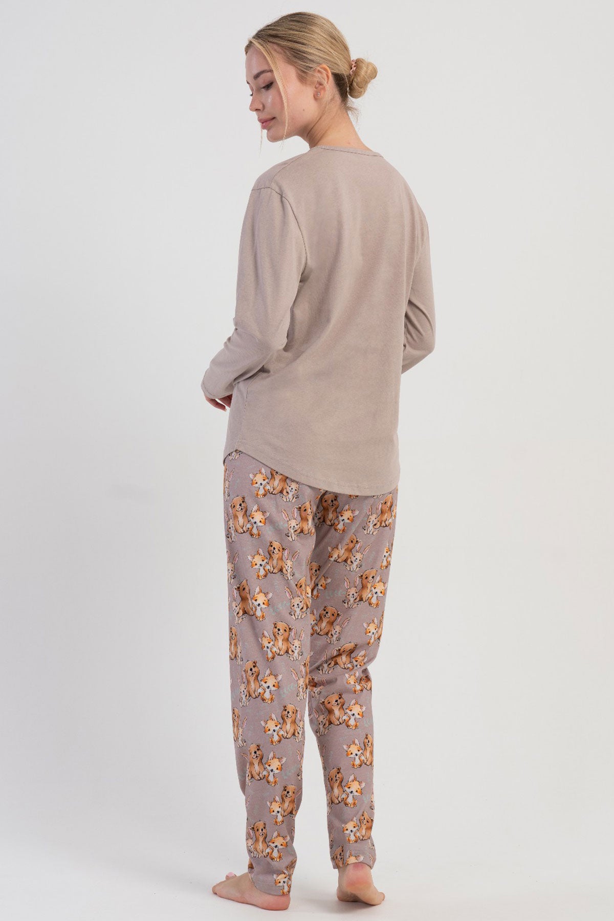 KADIN P.SUPREM O YAKA UZUN KOL ETEGI OVAL PIJAMA TAKIM 504037