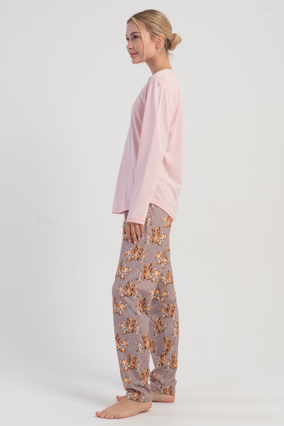 KADIN P.SUPREM O YAKA UZUN KOL ETEGI OVAL PIJAMA TAKIM 504037
