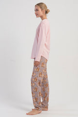 KADIN P.SUPREM O YAKA UZUN KOL ETEGI OVAL PIJAMA TAKIM 504037