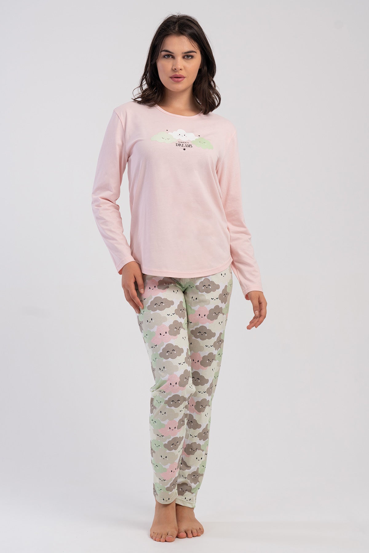 KADIN P.SUPREM XXL O YAKA UZUN KOL ETEGI OVAL PIJAMA TAKIM