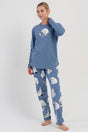 KADIN 2IPLIK O YAKA UZUN KOL ETEGI OVAL PIJAMA TAKIM 504047