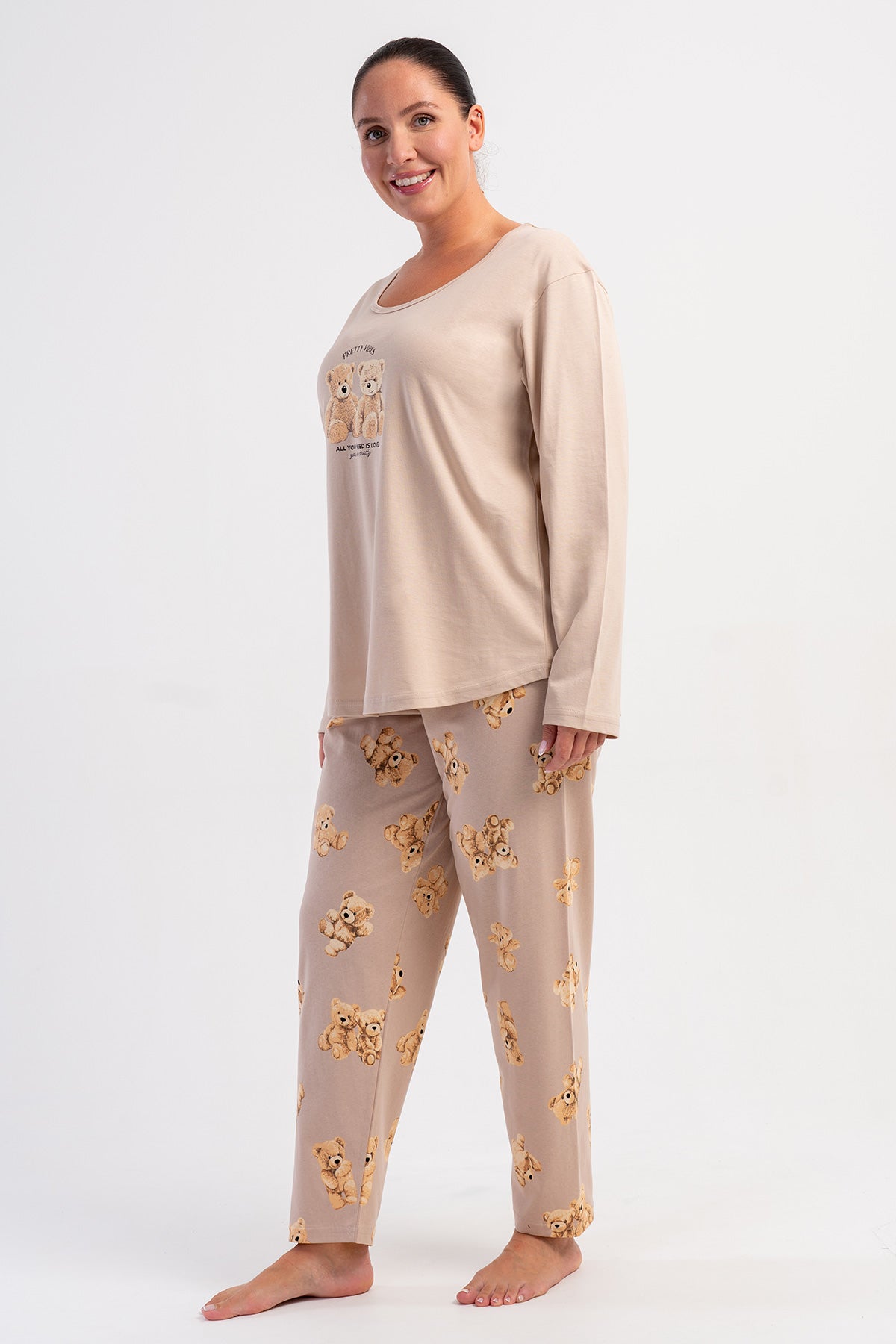 KADIN P.SUPREM XXL O YAKA UZUN KOL ETEGI OVAL PIJAMA TAKIM