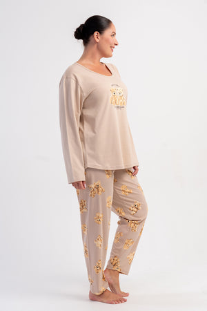 KADIN P.SUPREM XXL O YAKA UZUN KOL ETEGI OVAL PIJAMA TAKIM