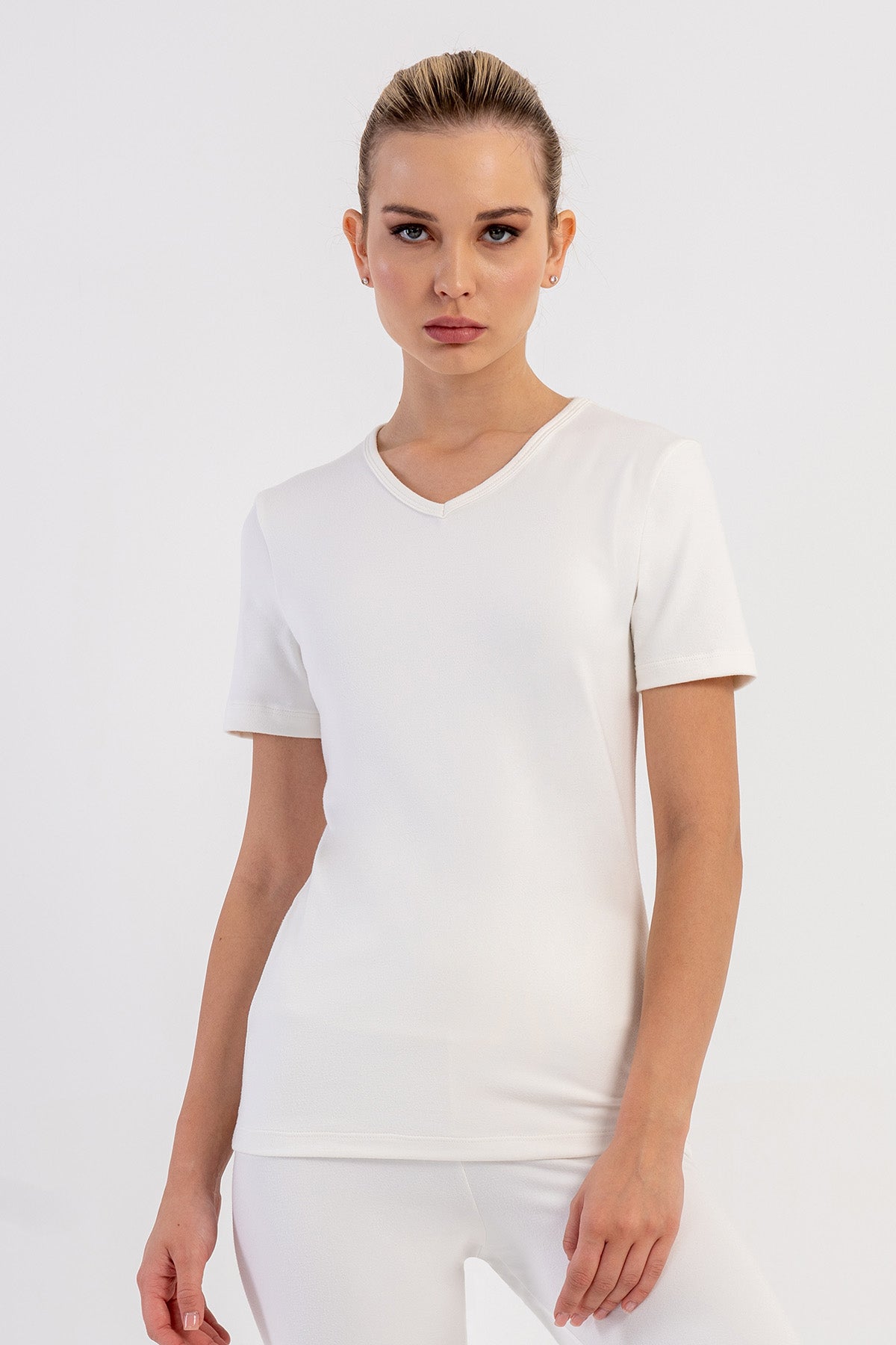 KADIN COMFORT V YAKA KISA KOL T-SHIRT 507157