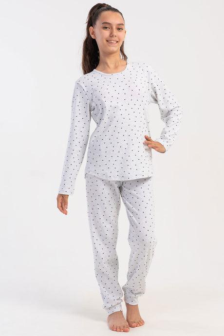 KIZ COCUK KASKORSE UZUN KOL PACASI MANSETLI PIJAMA TAKIM(5/6-9/10)