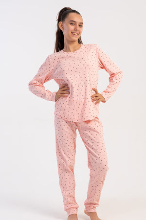 KIZ COCUK KASKORSE UZUN KOL PACASI MANSETLI PIJAMA TAKIM(5/6-9/10) 511014