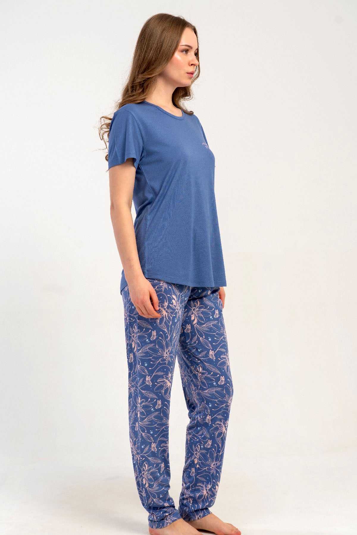 KADIN P.VISCON O YAKA KISA KOL ETEGI OVAL PIJAMA TAKIM