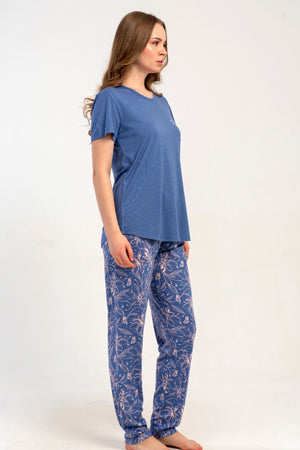 KADIN P.VISCON O YAKA KISA KOL ETEGI OVAL PIJAMA TAKIM