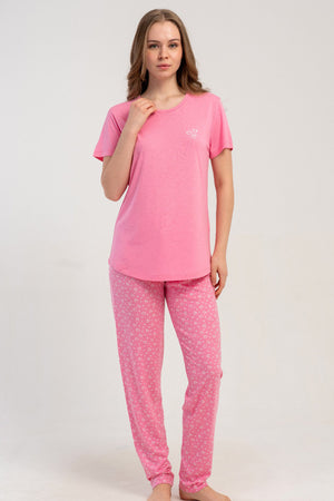 KADIN P.VISCON O YAKA KISA KOL ETEGI OVAL PIJAMA TAKIM