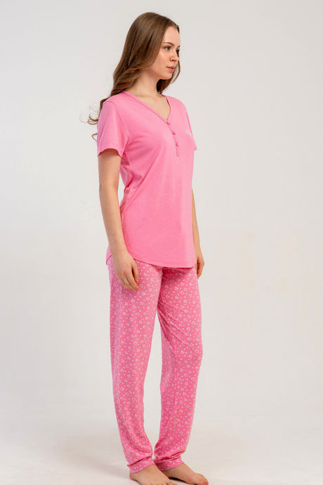 KADIN P.VISCON PATLI DAMLA YAKA KISA KOL ETEGI OVAL PIJAMA TAKIM
