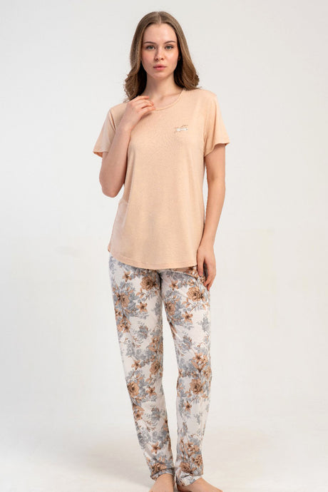 KADIN P.VISCON O YAKA KISA KOL ETEGI OVAL PIJAMA TAKIM