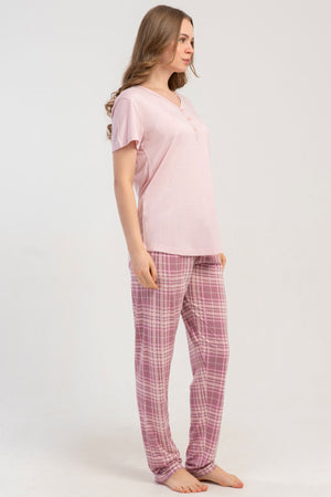 KADIN P.VISCON BISIKLET YAKA PATLI KISA KOL ETEGI OVAL PIJAMA TAKIM