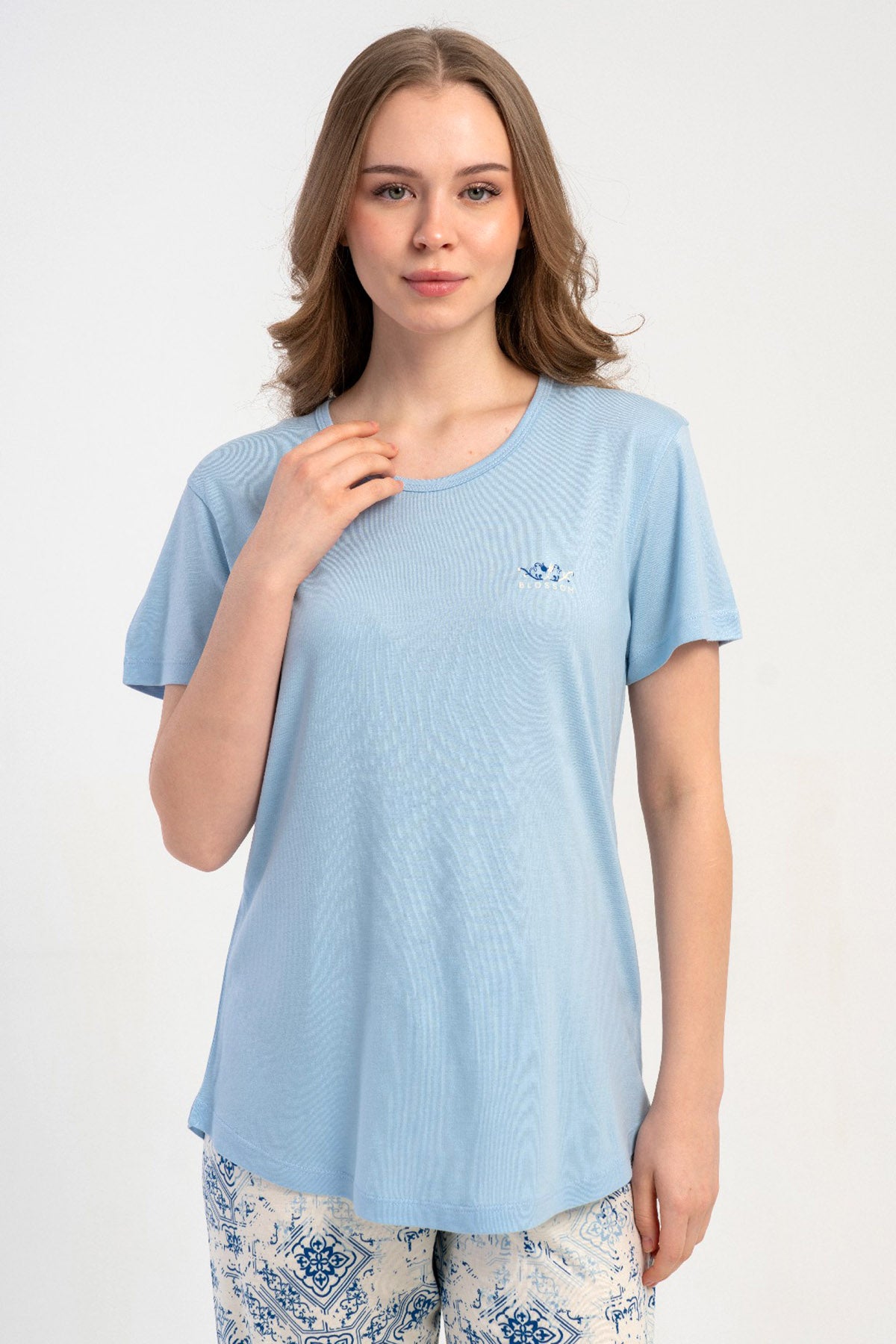 KADIN P.VISCON O YAKA KISA KOL ETEGI OVAL PIJAMA TAKIM