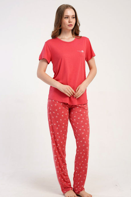 KADIN P.VISCON O YAKA KISA KOL ETEGI OVAL PIJAMA TAKIM