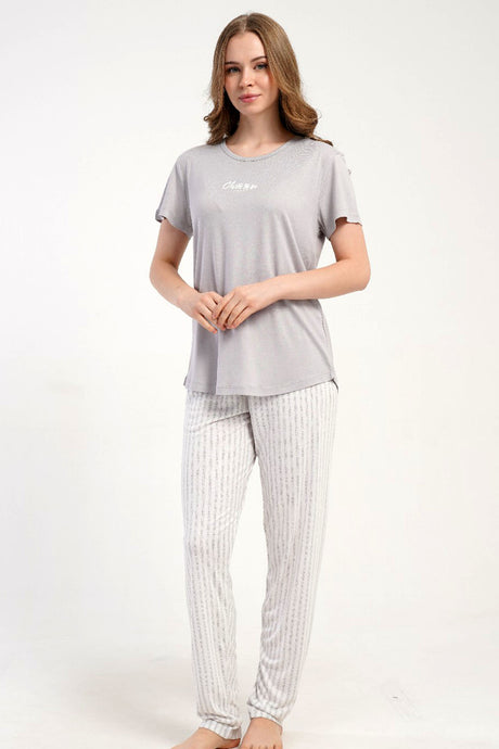 KADIN P.VISCON O YAKA KISA KOL ETEGI OVAL PIJAMA TAKIM