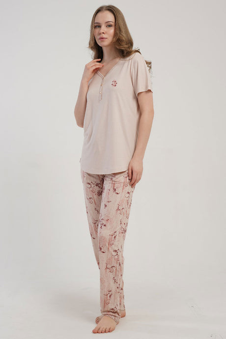KADIN P.VISCON BISIKLET YAKA PATLI KISA KOL ETEGI OVAL PIJAMA TAKIM