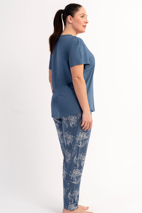 KADIN P.VISCON XXL O YAKA KISA KOL ETEGI OVAL PIJAMA TAKIM