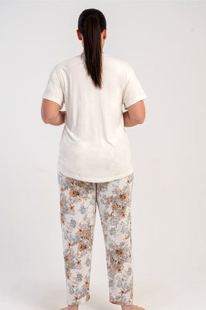 KADIN P.VISCON XXL O YAKA KISA KOL ETEGI OVAL PIJAMA TAKIM