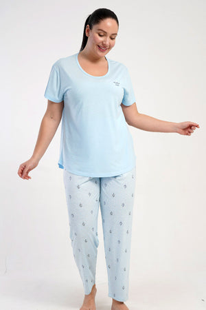 KADIN P.VISCON XXL O YAKA KISA KOL ETEGI OVAL PIJAMA TAKIM