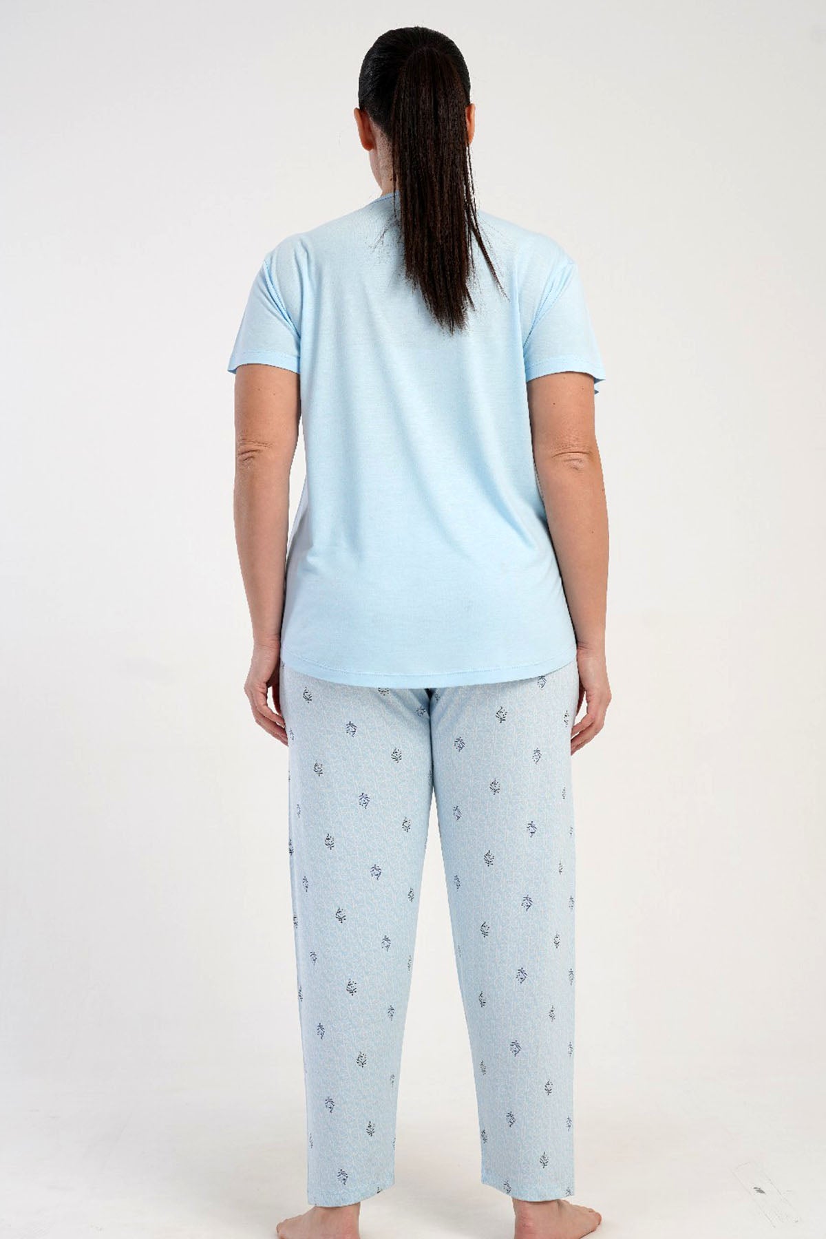 KADIN P.VISCON XXL O YAKA KISA KOL ETEGI OVAL PIJAMA TAKIM