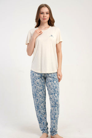 KADIN P.VISCON O YAKA KISA KOL ETEGI OVAL PIJAMA TAKIM 512275
