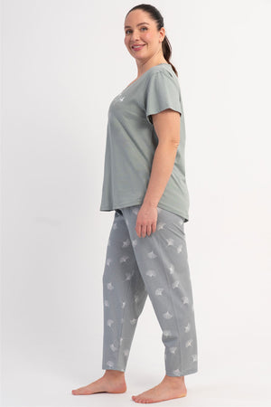 KADIN P.SUPREM BATTAL XXL O YAKA KISA KOL ETEGI OVAL PIJAMA TAKIM