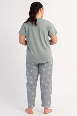 KADIN P.SUPREM BATTAL XXL O YAKA KISA KOL ETEGI OVAL PIJAMA TAKIM