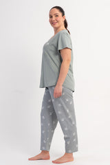 KADIN P.SUPREM BATTAL XXL O YAKA KISA KOL ETEGI OVAL PIJAMA TAKIM 601049