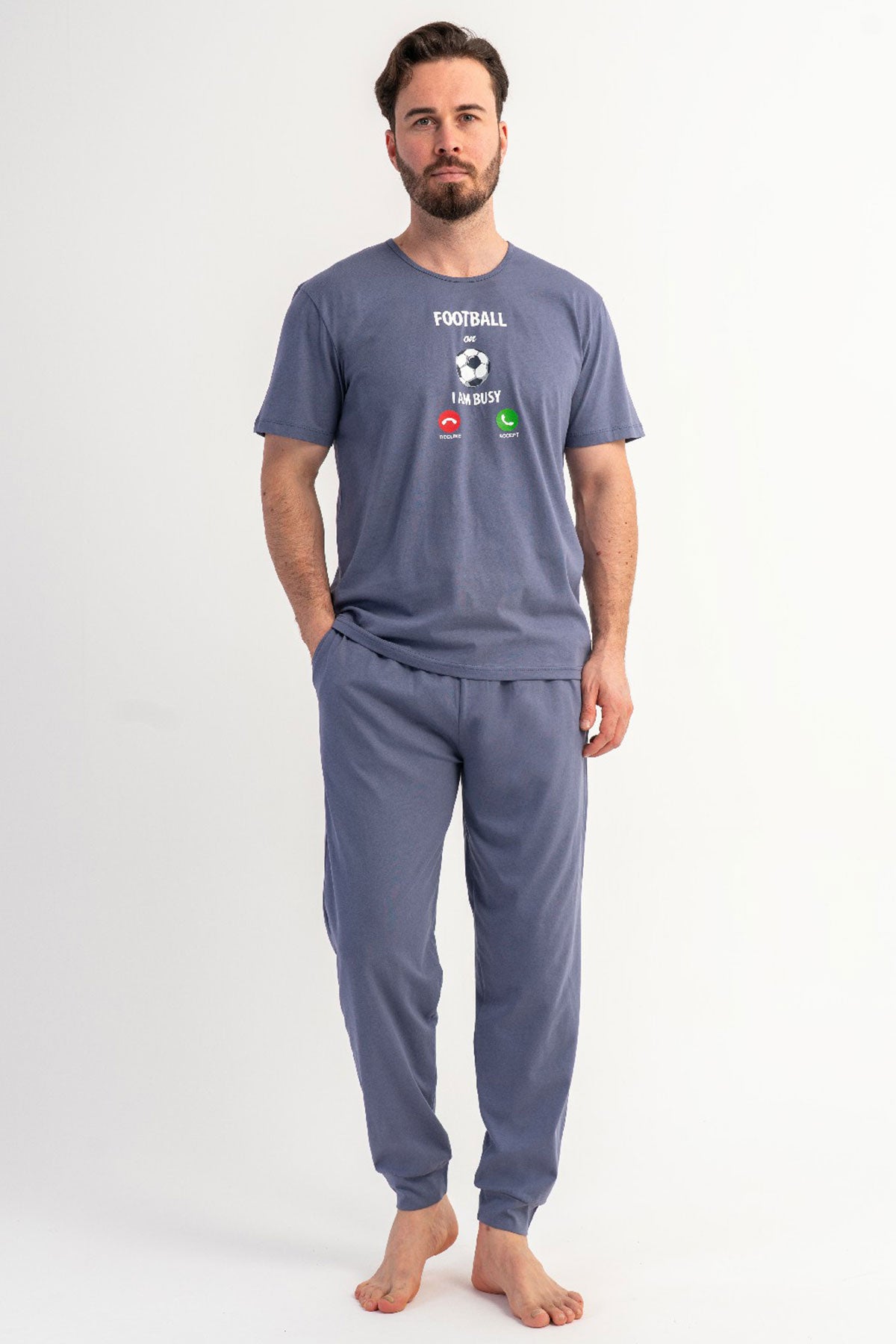 CEPLI ERKEK P.SUPREM O YAKA KISA KOL MANSETLI PIJAMA TAKIM