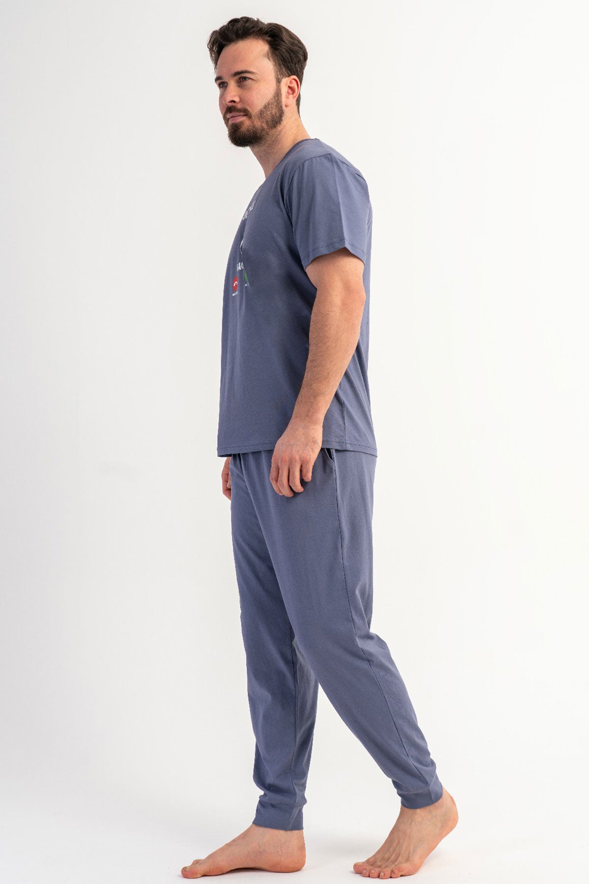 CEPLI ERKEK P.SUPREM O YAKA KISA KOL MANSETLI PIJAMA TAKIM