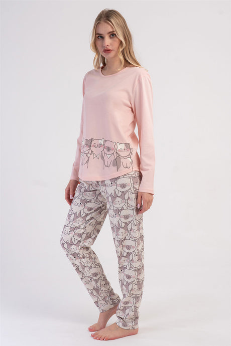 KADIN P.SUPREM O YAKA UZUN KOL ETEGI OVAL PIJAMA TAKIM