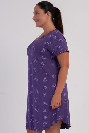 KADIN LYC VISCON XXL V YAKA DANTELLI BIBILALI KISA KOL ETEGI OVAL TUNIK