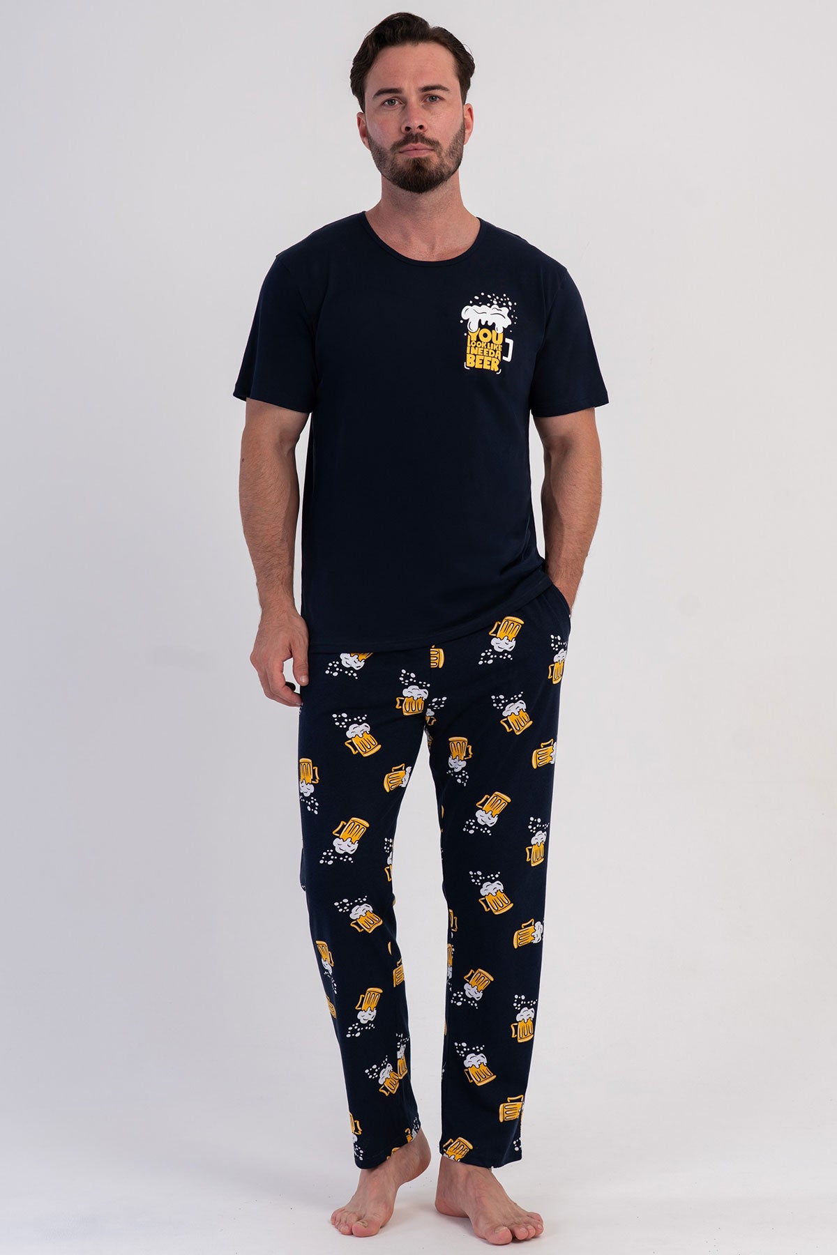 CEPLI ERKEK P.SUPREM O YAKA KISA KOL PIJAMA TAKIM